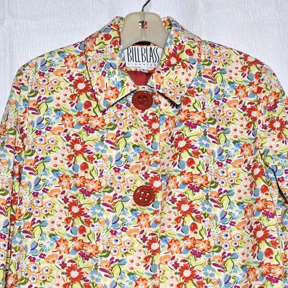 Bill Blass Vintage 90's Flower Power Button Front Long Sleeve Lightweight Jacket - Picture 11 of 14